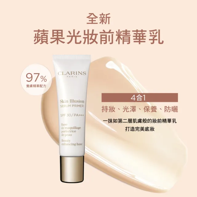 【CLARINS 克蘭詩】蘋果光妝前精華乳 30ml
