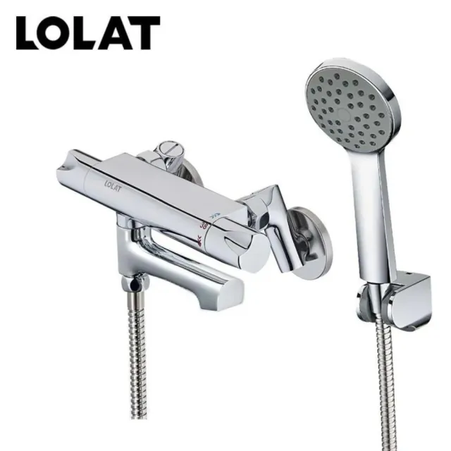 【LOLAT 羅力】momo獨賣★恆溫淋浴龍頭組 附大流量蓮蓬頭含管+掛座 溫控衛浴水龍頭組STN2365H(不含安裝)