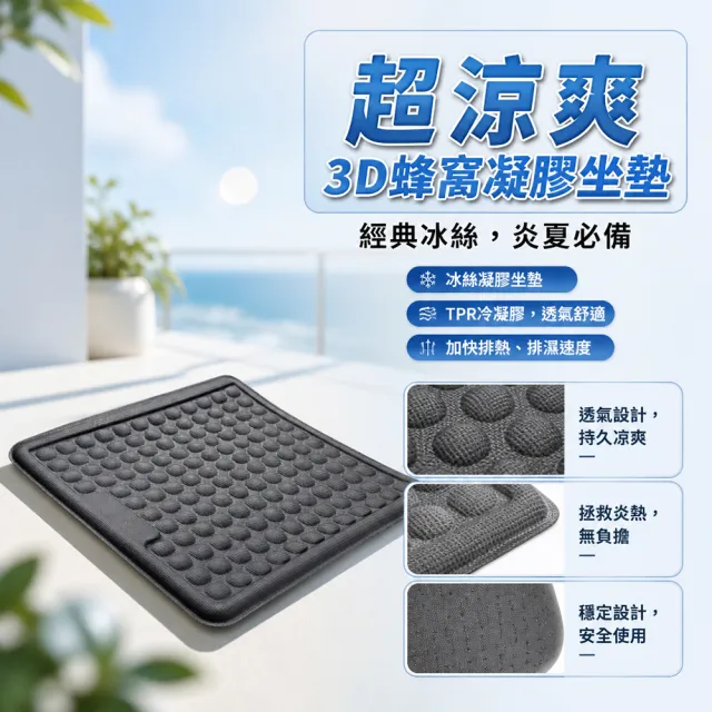 座椅子 涼風 3台 OKLINE】超涼爽3D蜂窩凝膠坐墊雙入組(涼爽夏日凝膠坐墊3D) - momo購物
