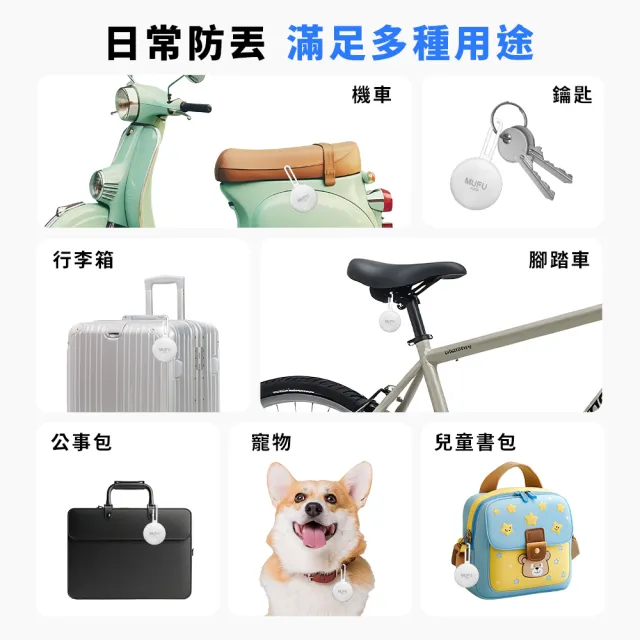 【MUFU】小白 A330尋車器｜定位尋車器 (雙系統支援 iOS/Android) 防丟器 追蹤器｜藍牙定位