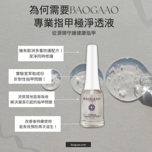 【BAOGAAO】德國問題指甲 極淨透修護甲液10ml2入組(灰甲問題指甲/淨甲液/防護/亮甲液)
