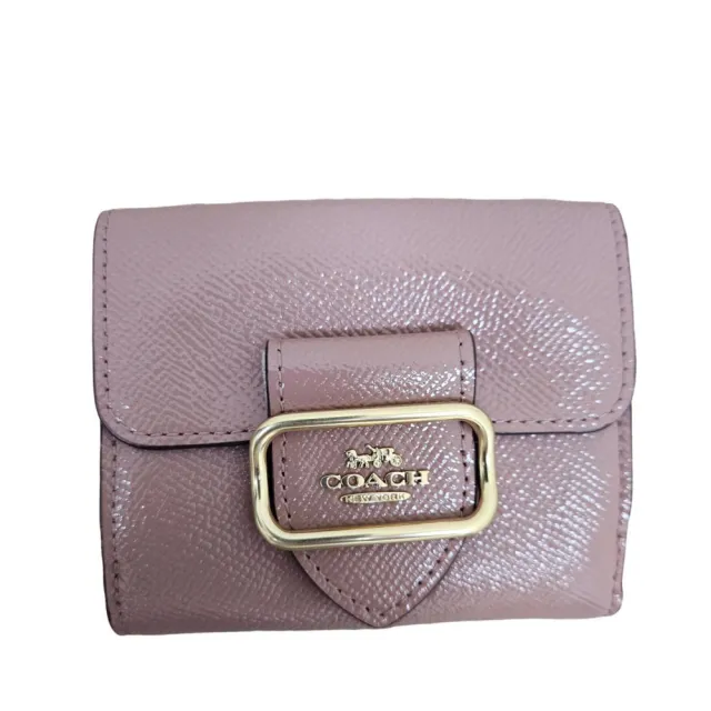 【COACH】Morgan 方形馬車LOGO金屬釦飾零錢袋皮革短夾禮盒組
