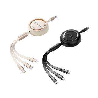 【POLYWELL】3合一100W伸縮快充線 C+Lightning+Micro-B 可充筆電