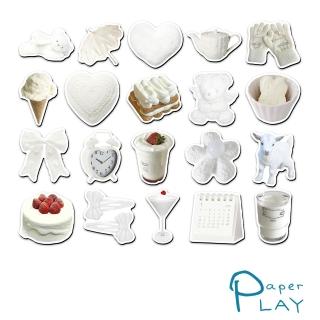 Paper Play INS風個性白色主題物件造型磁鐵 軟磁貼 冰箱磁鐵 20入套組(冰箱貼 冰箱磁鐵 造型磁鐵)