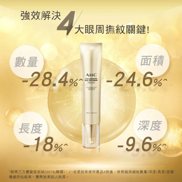 【AHC】黃金逆時超導胜肽緊緻全臉眼霜40ml(女人我最大熱搜討論/金熨斗眼霜/撫紋/抗皺)