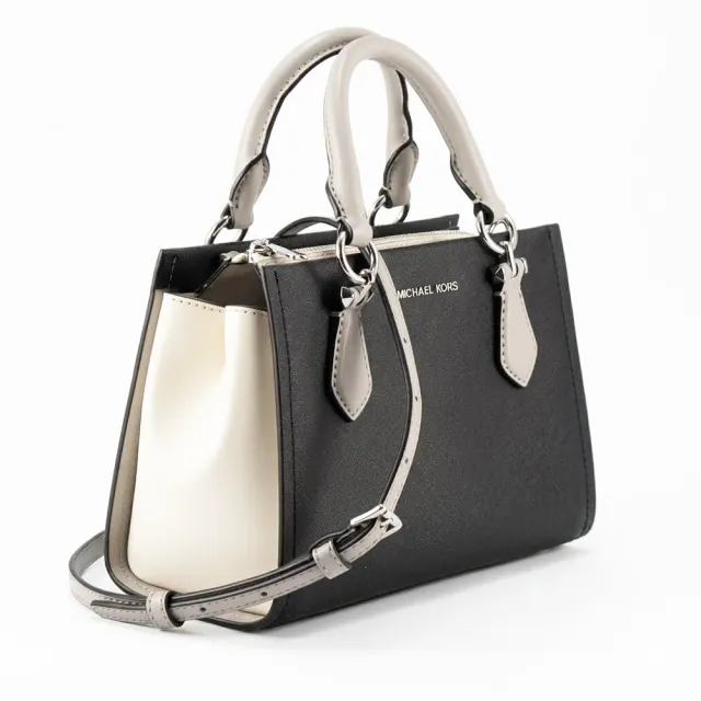 【Michael Kors】小包-MARILYN新款雙拼防刮三層手提/斜背/兩用包35F5G6AM1L(黑白)
