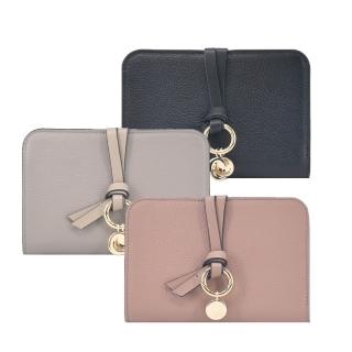 【Chloe’ 蔻依】Alphabet C LOGO粒面小牛皮對開中夾(任選)