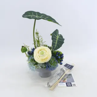 【HUGO DECO 榆果傢飾】觀音蓮葉陸蓮香氛桌花(擬真花/花禮/永不凋零/佈置)