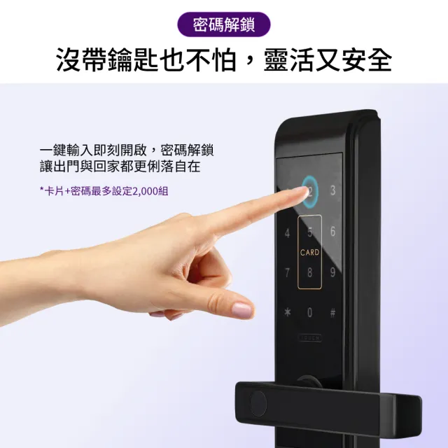 【WAFERLOCK 維夫拉克】L396 五合一指紋辨識智慧電子鎖(藍牙近端App+指紋+卡片+密碼+鑰匙)