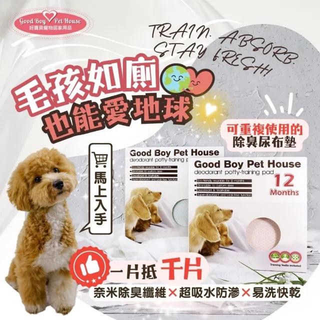 【GBPH 好寶貝】寵物除臭防護尿布墊 S-45x60cm(脫臭/防水/狗尿墊/不滲漏/吸水力強/如廁訓練)