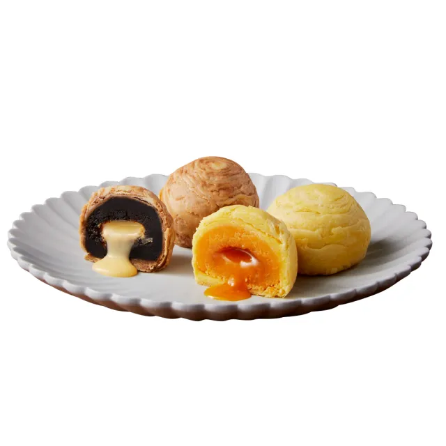 【晶華酒店】台北晶華酒店 流心千層酥禮盒(奶黃流心酥3入+拿鐵流心酥3入/盒/蛋奶素/中秋月餅．賞星鮮嚴選)