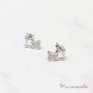 【Ms caramelo 焦糖小姐】925純銀 小熊耳環(鋯石耳環)