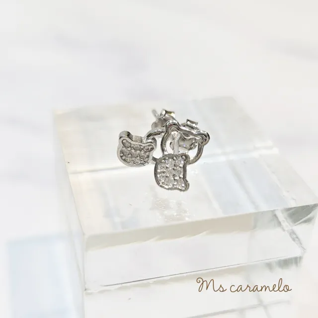 【Ms caramelo 焦糖小姐】925純銀 小熊耳環(鋯石耳環)