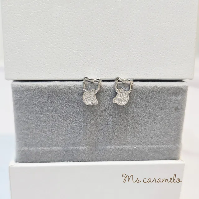 【Ms caramelo 焦糖小姐】925純銀 小熊耳環(鋯石耳環)