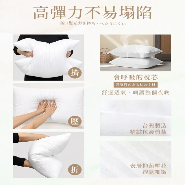 【Sleep Peacefully 寢室安居】買1送1 日式飯店指定使用 可水洗枕頭(中空棉.水洗枕)