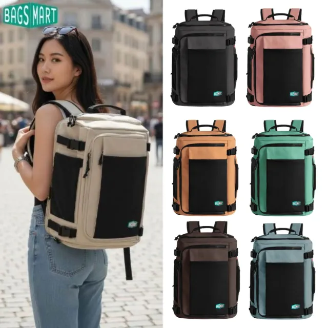 【BAGSMART】38L旅人可擴充後背包(防盜 登機 登山包 大容量 防潑水)