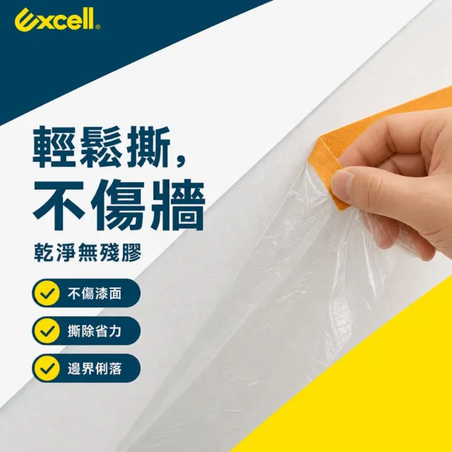 【Excell.tw】遮蔽防塵膜 55cm寬20M長｜靜電自動吸附不掉落 防水防污無痕撕 裝修清潔全方位防護