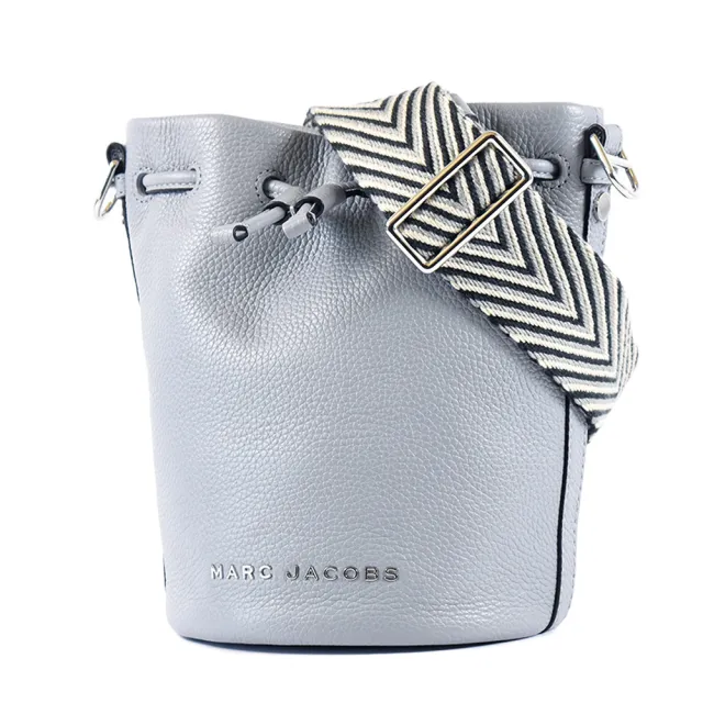 【MARC JACOBS】牛皮荔枝紋束口手提/斜背二用水桶包-灰色