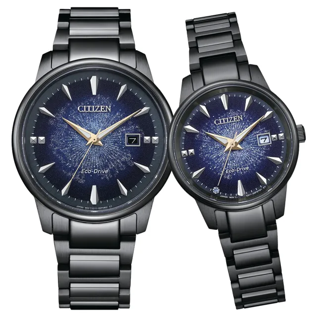 【CITIZEN 星辰】代言人廣告款 光動能銀河宙光限定款對錶-39.2+29.2mm 雙11 送禮(BM7595-89M/EW2595-81M)