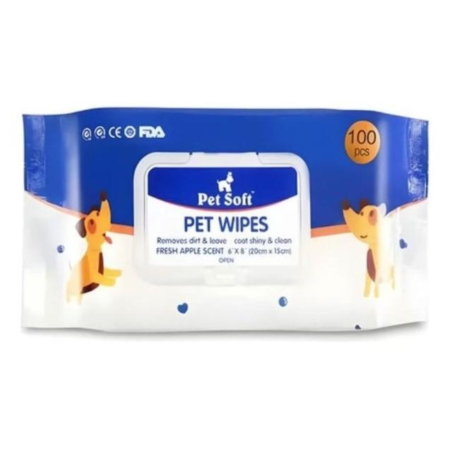 Pet Soft 寵物專用濕巾｜狗狗貓咪濕紙巾 擦腳/擦屁屁/清淚痕 溫和除臭去味 100抽