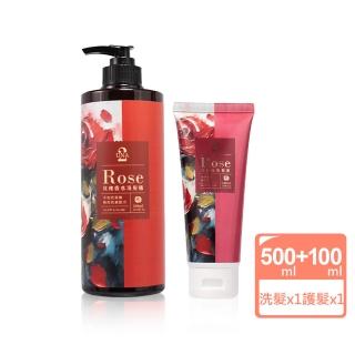 【BIOCROWN 百匡】玫瑰香水洗髮精500ml + 玫瑰沁養護髮素100ml - UNA