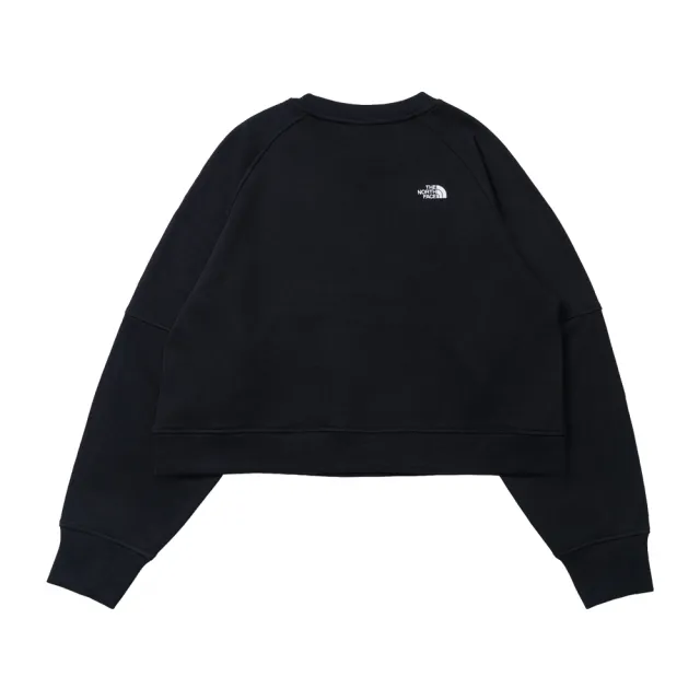 【The North Face】北臉 長袖上衣 女 大學T 短版 黑 NF0A8KDSJK3