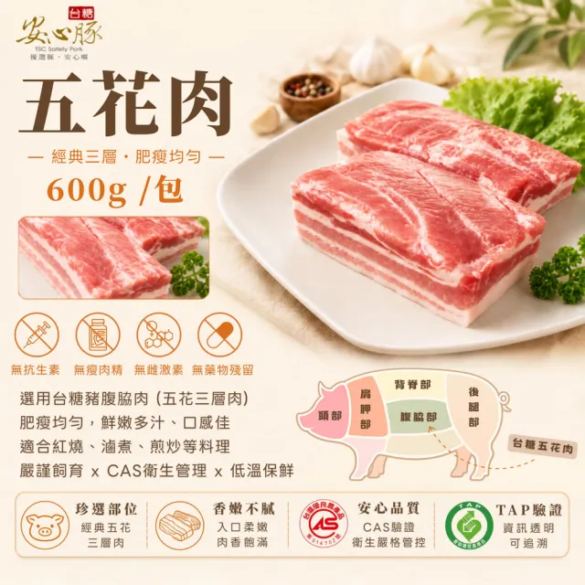 【台糖】安心豚 精選烤肉5件組(雪花肉松阪 梅花肉片 豬五花肉 調味里肌豬排 共1750g)