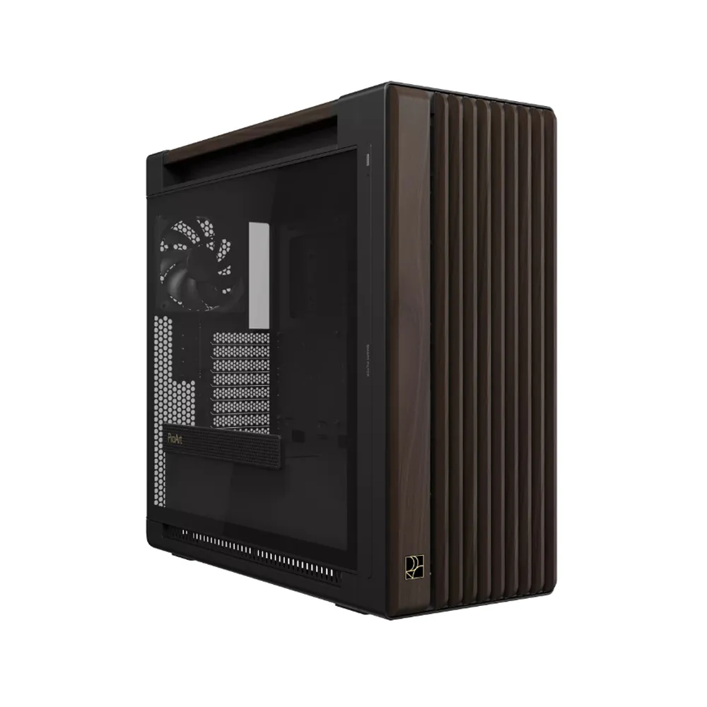 【ASUS 華碩】ProArt PA602 胡桃木透側版 現代黑 電腦機殼 (PA602-WALNUT-WOOD-TG)