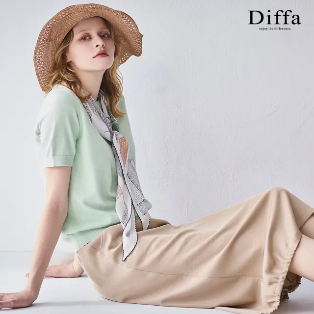 【Diffa】親膚鬆緊腰長寬裙-女