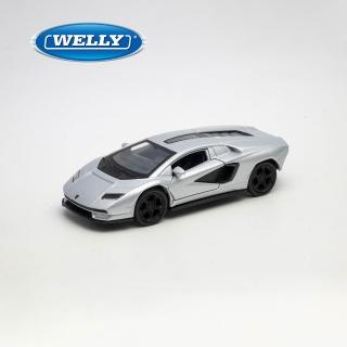 【WELLY】4.75吋 藍寶堅尼 Lamborghini Countach LPI 800-4 經典復刻超跑模型 43818CW(銀色)