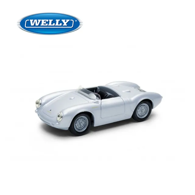 【WELLY】4.75吋 保時捷 Porsche 550 Spyder 敞篷跑車模型 43816CW(銀色)
