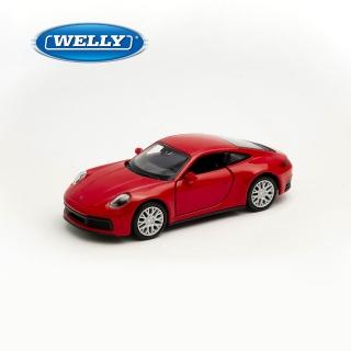 【WELLY】4.75吋 保時捷 Porsche 911 Carrera 4S 經典跑車模型 43781CW(紅色)