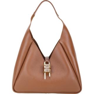 【GIVENCHY 紀梵希】Hobo 中型 4G鎖扣 小牛皮肩背包(咖棕色 通勤包)