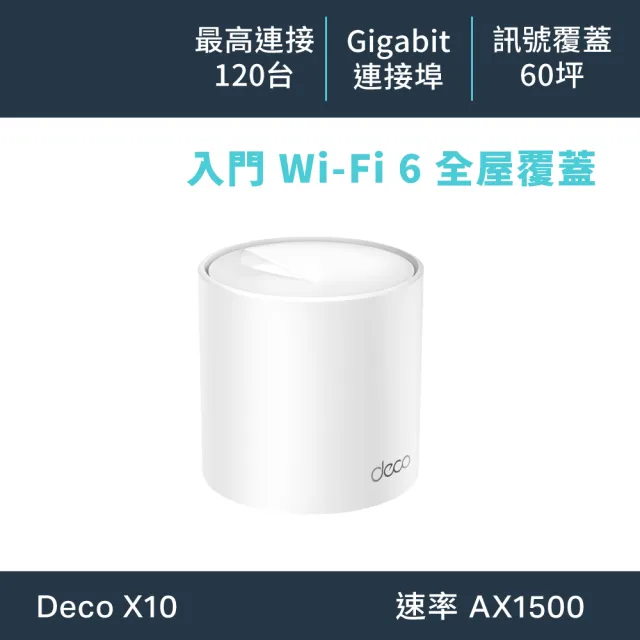 【TP-Link】單入組- Deco X10 AX1500 雙頻 AI-智慧漫遊 真Mesh 無線網路WiFi 6 網狀路由器(Wi-Fi 6分享器)
