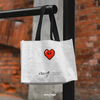 KEEP PIXEL HEART Shopping Bag 白色 畫素愛心 手提 購物袋 環保袋 收納袋 (KS229)