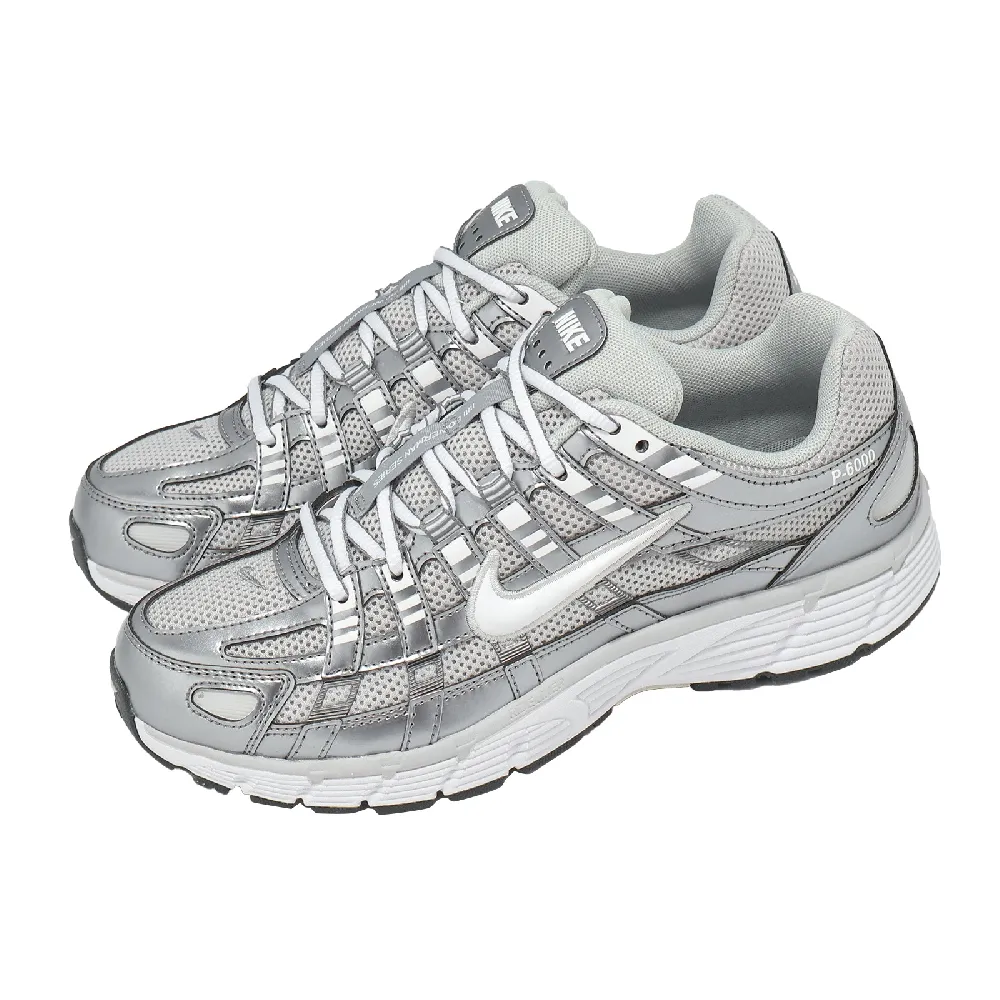 【NIKE 耐吉】休閒鞋 Wmns P-6000 女鞋 灰 白 復古 緩震 運動鞋  IO3496-001