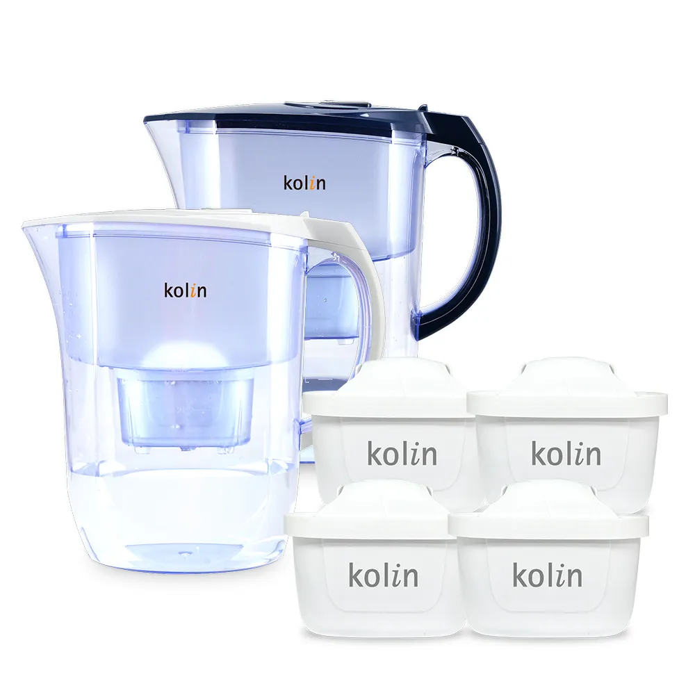 【Kolin 歌林】四重精濾濾水壺 3.8L + 濾芯4入(共5芯/1年份/適用Brita)