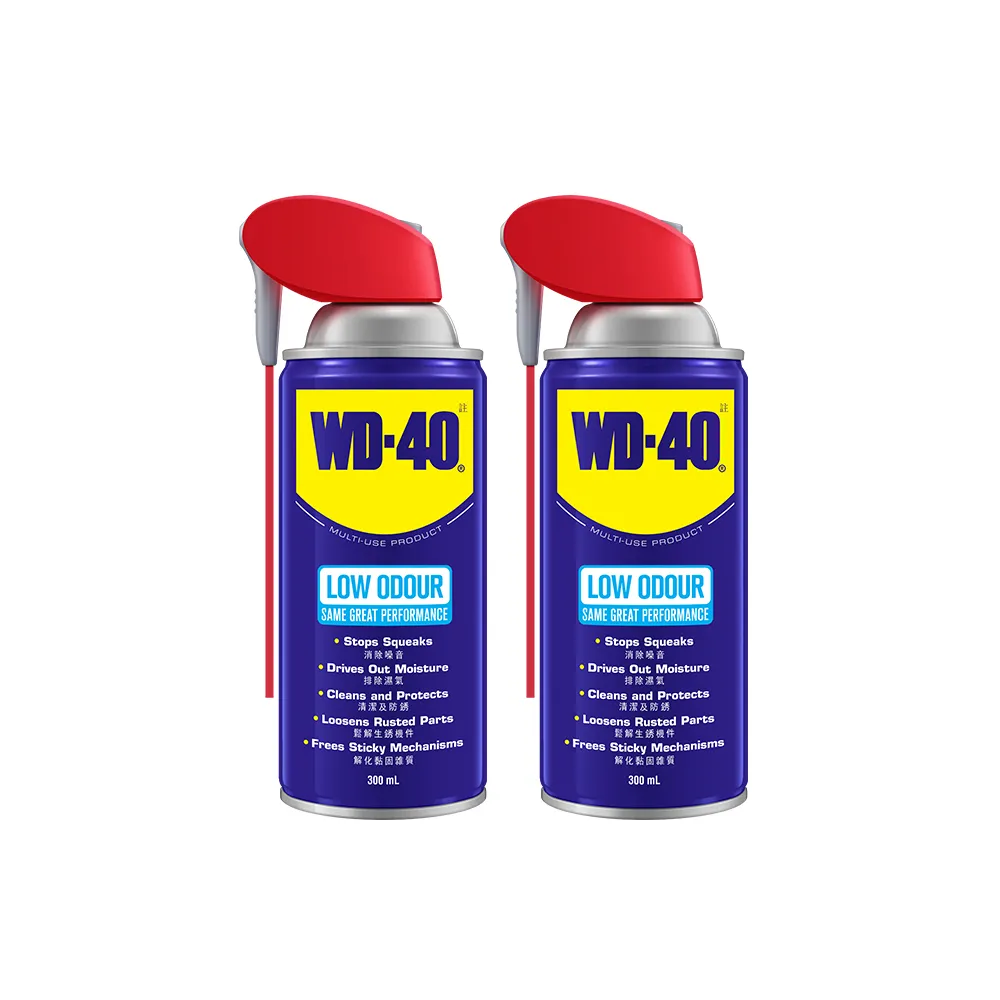 【WD-40】低油味 多功能除銹潤滑劑2入組 附專利型活動噴嘴 300ml(WD40)