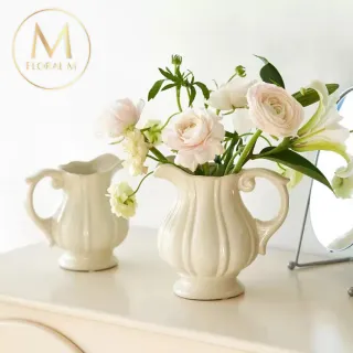 【Floral M】法式洛可可優雅陶瓷壺花瓶(花瓶/插花/玻璃瓶/花器/花盆/陶瓷花瓶/桌面擺飾)