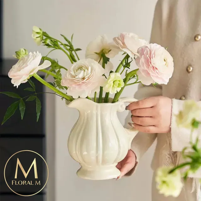 【Floral M】法式洛可可優雅陶瓷壺花瓶(花瓶/插花/玻璃瓶/花器/花盆/陶瓷花瓶/桌面擺飾)