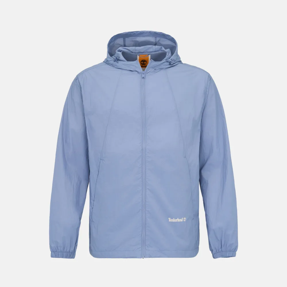 【Timberland】中性灰藍色防潑水可收納防曬外套(0YHFGB88)
