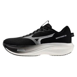 【MIZUNO 美津濃】Wave Rider 30 男 慢跑鞋 超寬楦 支撐 緩震 黑 白(J1GU262181)
