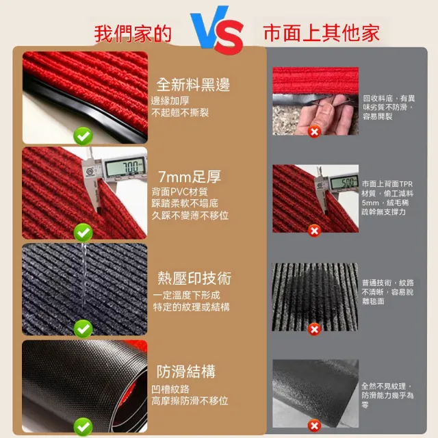 PVC雙紋地毯 100*120CM 商用防滑地墊 飯店大門迎賓墊 入門腳墊 廚房吸水墊 浴室門口防滑墊