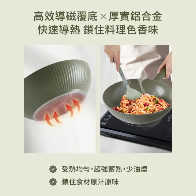 【mo select】買鍋送蓋-享廚陶瓷不沾鍋-28cm深煎鍋/深炒鍋(mo選/平底鍋/炒鍋/煎炒鍋/不沾塗層/平深鍋)