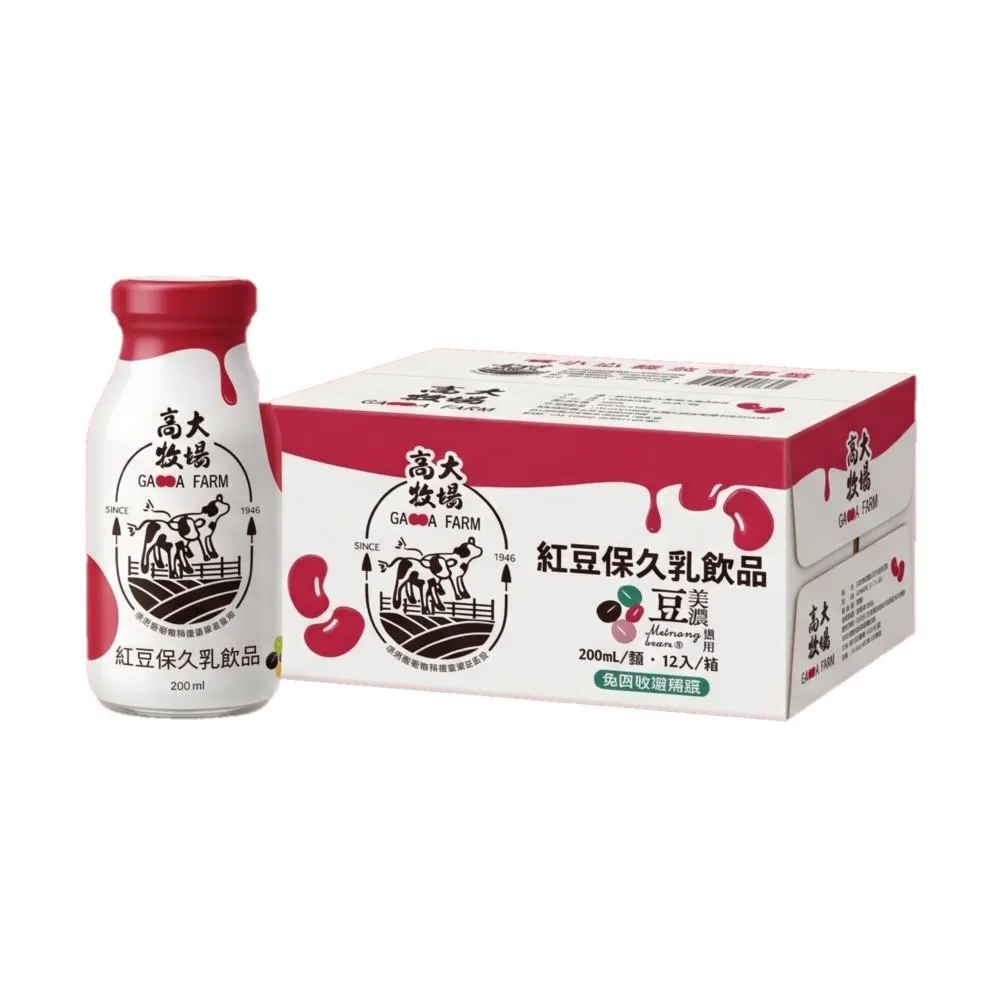 【高大牧場】美濃紅豆保久乳飲品200mlX12瓶/箱