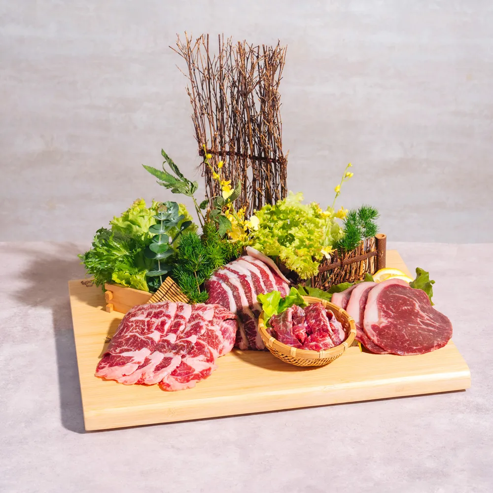 【永豐餘生技】台灣安格斯黑牛燒烤組 470g (中秋烤肉 燒烤 沙朗 紐約克 橫膈膜 牛臀)