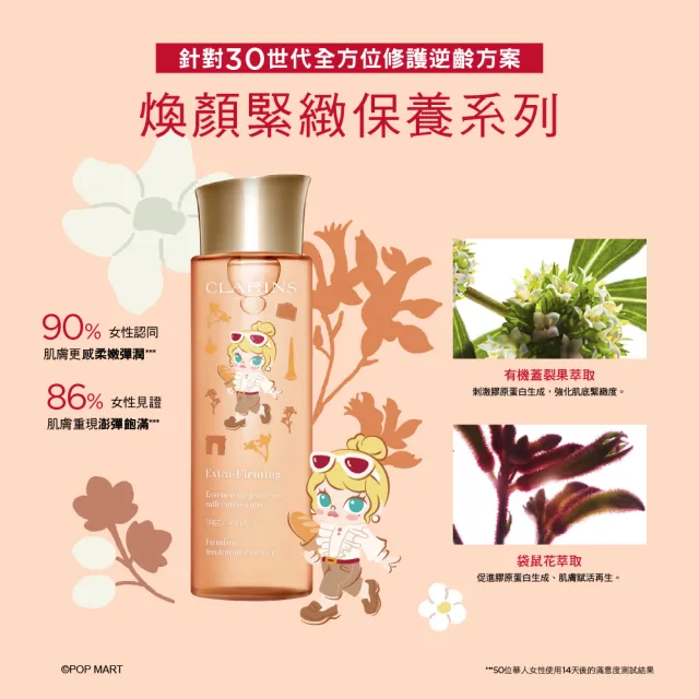 【CLARINS 克蘭詩】煥顏緊緻彈力精華水200ml女神彈簧水(POP MART泡泡瑪特聯名包裝/化妝水/彈簧水)