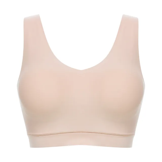 【Chantelle 仙黛爾】Soft Stretch.涼感無痕透氣V領無鋼圈輕運動女內衣 黑/膚粉可選.16A10_0WU(超強彈力)