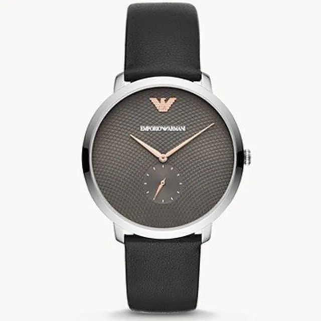 【EMPORIO ARMANI】優雅小秒針皮帶腕錶42mm(AR11162)