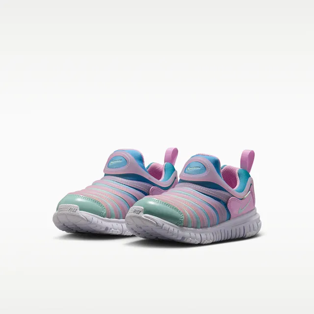 【NIKE 耐吉】運動鞋 童鞋 中童 兒童 毛毛蟲鞋 套腳式 DYNAMO FREE PS 粉藍 343738-642